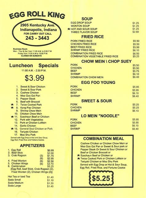 egg roll king kentucky avenue|king egg roll restaurant menu.